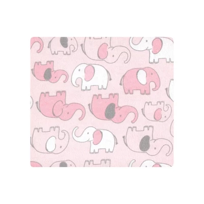 Hudson Baby Infant Girl Cotton Flannel Receiving Blankets, Girl New Elephant, One Size - Image 2