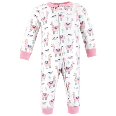 Hudson Baby Infant Girl Cotton Sleep And Play, Llama - Image 2