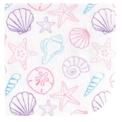 Hudson Baby Infant Girl Rayon From Bamboo Washcloth Bundle, Sea Shells, One Size - Image 5