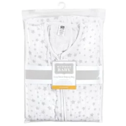 Hudson Baby Unisex Baby Long Sleeve Muslin Sleeping Bag, Wearable Blanket, Sleep Sack, Gray Star
