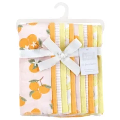 Hudson Baby Infant Girl Cotton Flannel Burp Cloths Bundle, Citrus Orange, One Size