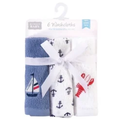 Hudson Baby Infant Boy Super Soft Cotton Washcloths, Lobster, One Size