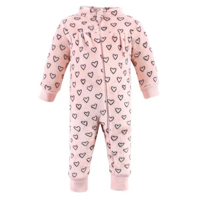 Hudson Baby Infant Girl Plush Jumpsuits, Modern Rainbow - Image 3