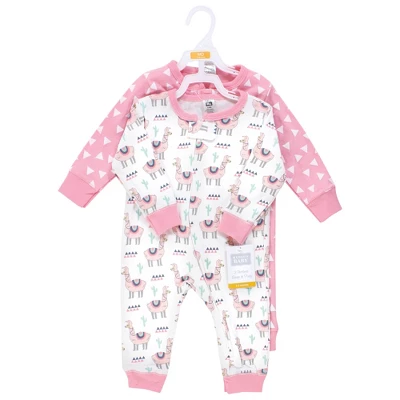 Hudson Baby Infant Girl Cotton Sleep And Play, Llama