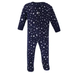 Hudson Baby Baby Cotton Zipper Sleep And Play 2pk, Metallic Stars