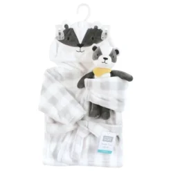 Hudson Baby Unisex Baby Plush Bathrobe And Toy Set, Badger, One Size