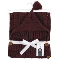 Hudson Baby Infant Girl Knitted Baby Lounge Stroller Wrap Sack, Burgundy, One Size