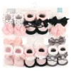Hudson Baby Girl Headband And Socks Giftset, Black Ballet, One Size