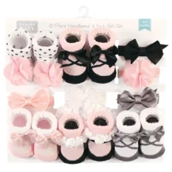 Hudson Baby Girl Headband And Socks Giftset, Black Ballet, One Size