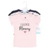 Hudson Baby Infant Girl Short Sleeve T-Shirts, Girl Mommy Pink Navy