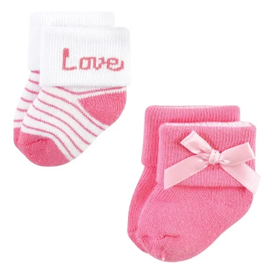 Hudson Baby Infant Girl Cotton Rich Newborn And Terry Socks, Love 12-Pack - Image 4