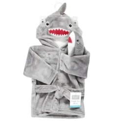 Hudson Baby Infant Boy Plush Bathrobe And Toy Set, Shark, One Size