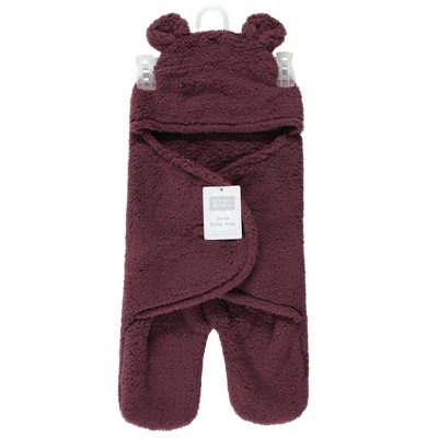 Hudson Baby Unisex Animal Faux Shearling Baby Outdoor Stroller Sack Wrap, Burgundy, One Size