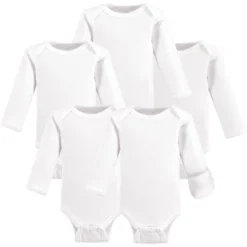 Hudson Baby Cotton Preemie Long-Sleeve Bodysuits 5pk, White, Preemie