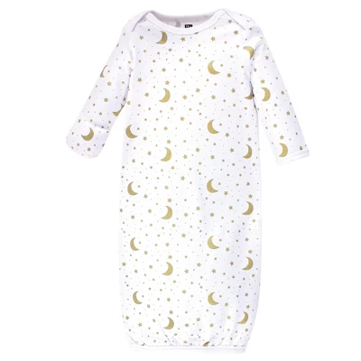 Hudson Baby Infant Cotton Long-Sleeve Gowns 3pk, Navy Stars & Moon, 0-6 Months