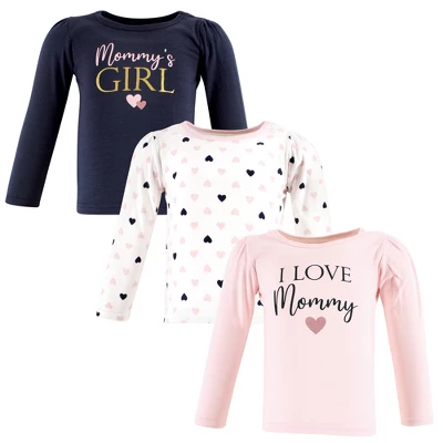 Hudson Baby Infant Girl Long Sleeve T-Shirts, Girl Mommy Pink Navy - Image 5
