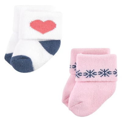 Hudson Baby Infant Girl Cotton Rich Newborn And Terry Socks, Love 12-Pack - Image 7