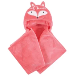 Hudson Baby Infant Girl Hooded Animal Face Plush Blanket, Boho Fox, One Size