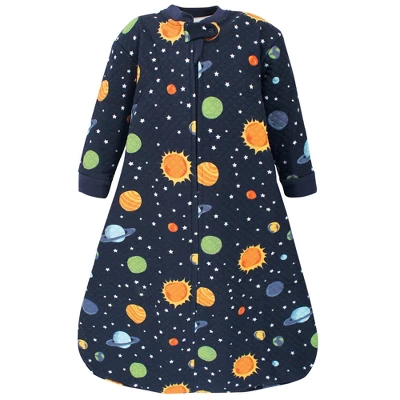 Hudson Baby Infant Boy Premium Quilted Long Sleeve Sleeping Bag And Wearable Blanket, Solar System - Image 3