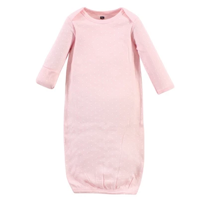 Hudson Baby Infant Girl Cotton Long-Sleeve Gowns 3pk, Pink Safari - Image 2
