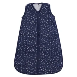 Hudson Baby Infant Muslin Cotton Sleeveless Wearable Sleeping Bag, Sack, Blanket, Gray Navy Star