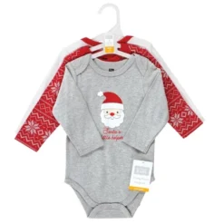 Hudson Baby Unisex Baby Cotton Long-Sleeve Bodysuits, Santa Reindeer