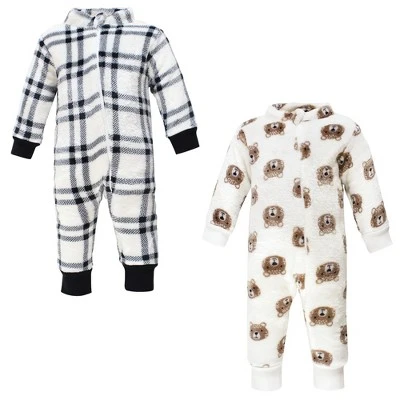 Hudson Baby Infant Boy Plush Jumpsuits, Brown Bear - Image 5