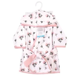 Hudson Baby Infant Girl Cotton Rich Bathrobe, Pink Peony, 0-9 Months