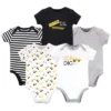 Hudson Baby Infant Boy Cotton Bodysuits 5pk, Construction