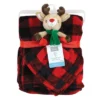 Hudson Baby Unisex Baby Plush Blanket With Security Blanket, Rudolph, One Size