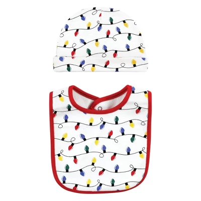 Hudson Baby Unisex Baby Cotton Bib And Headband Or Caps Set, Christmoose, One Size - Image 3