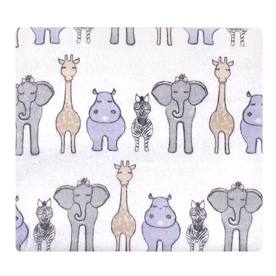 Hudson Baby Infant Girl Cotton Flannel Receiving Blankets, Pink Safari, One Size