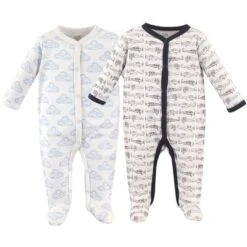 Hudson Baby Infant Boy Cotton Snap Sleep And Play 2pk, Airplane