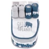 Hudson Baby Infant Boy Cotton Bib And Sock Set 5pk, Blue Elephant, One Size