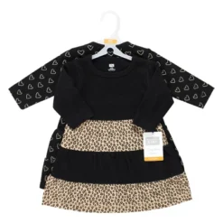 Hudson Baby Girl Cotton Dresses, Leopard Gold Heart