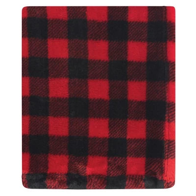 Hudson Baby Infant Boy Cozy Plush Luxury Blankets 2pk, Moose Buffalo Plaid, One Size