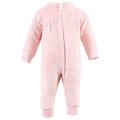 Hudson Baby Toddler Girls Plush Jumpsuits, Burgundy Floral - Image 3