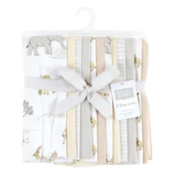 Hudson Baby Cotton Flannel Burp Cloths Bundle, Neutral Safari World, One Size