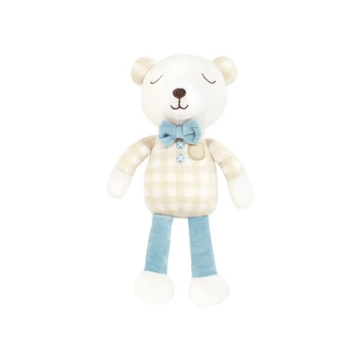 Hudson Baby Unisex Baby Plush Bathrobe And Toy Set, Gingham Bear Boy, One Size - Image 2