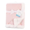 Hudson Baby Infant Girl Plush Blanket With Faux Shearling Back, Light Pink White, One Size