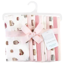 Hudson Baby Infant Girl Cotton Flannel Burp Cloths, Sweet Bakery, One Size