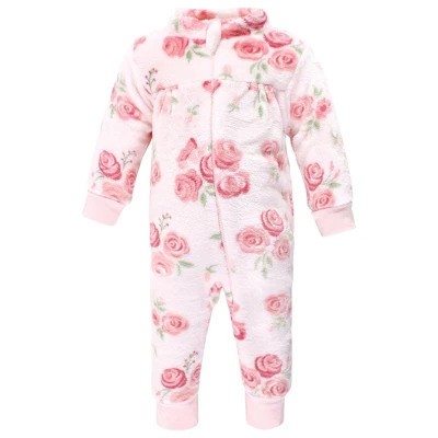 Hudson Baby Infant Girl Plush Jumpsuits, Blush Rose - Image 2