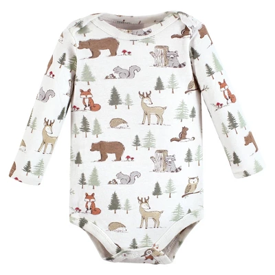 Hudson Baby Infant Boy Cotton Long-Sleeve Bodysuits, Forest Animals 5-Pack - Image 3