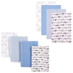 Hudson Baby Infant Boy Cotton Flannel Burp Cloths And Receiving Blankets, 8-Piece, Airplane, One Size