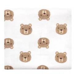 Hudson Baby Infant Boy Cotton Flannel Receiving Blankets Bundle, Little Bear, One Size