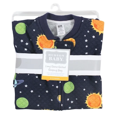 Hudson Baby Infant Boy Premium Quilted Long Sleeve Sleeping Bag And Wearable Blanket, Solar System