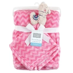 Hudson Baby Infant Girl Plush Blanket With Security Blanket, Llama, One Size